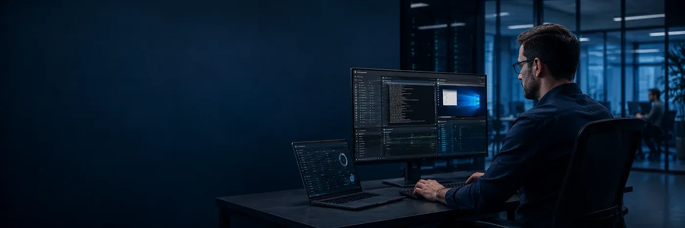 IT-Techniker arbeitet an einer Serverkonsole